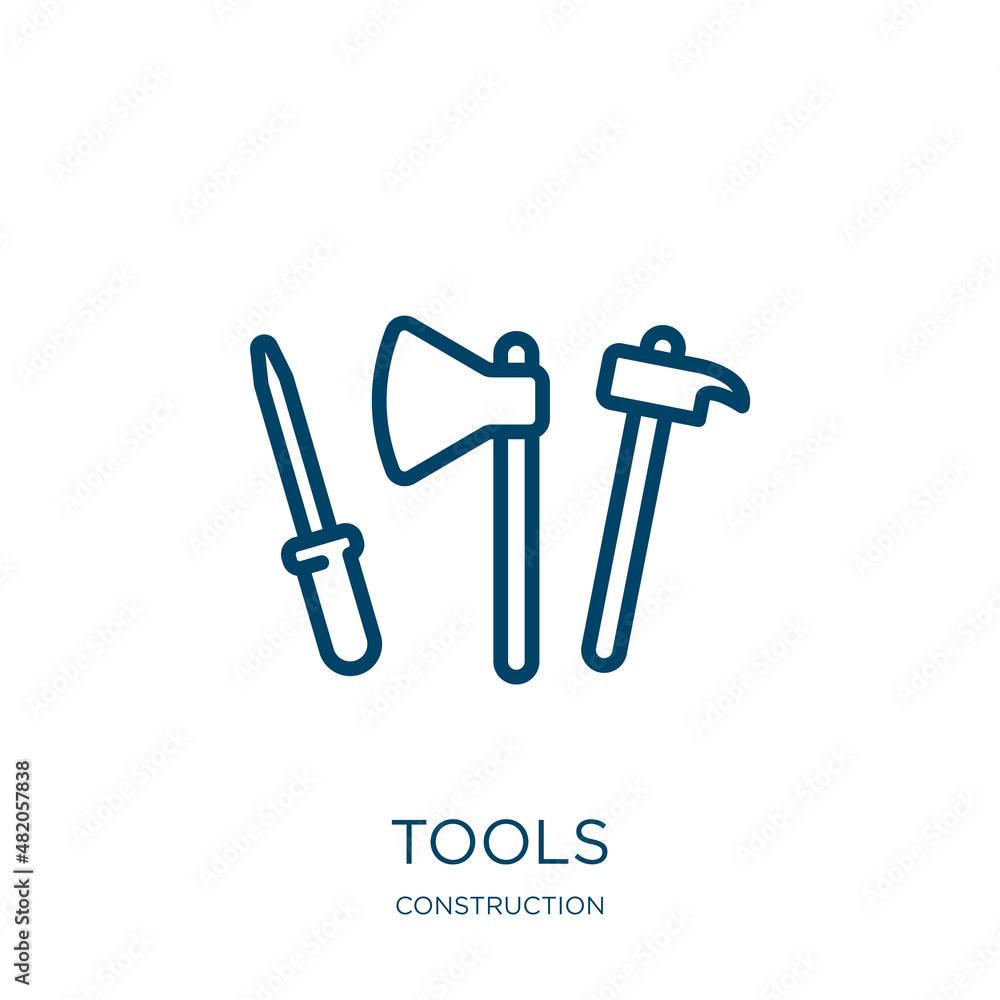 Poster tools icon from construction collection. thin linear tools, tool, business outline icon isolated on 