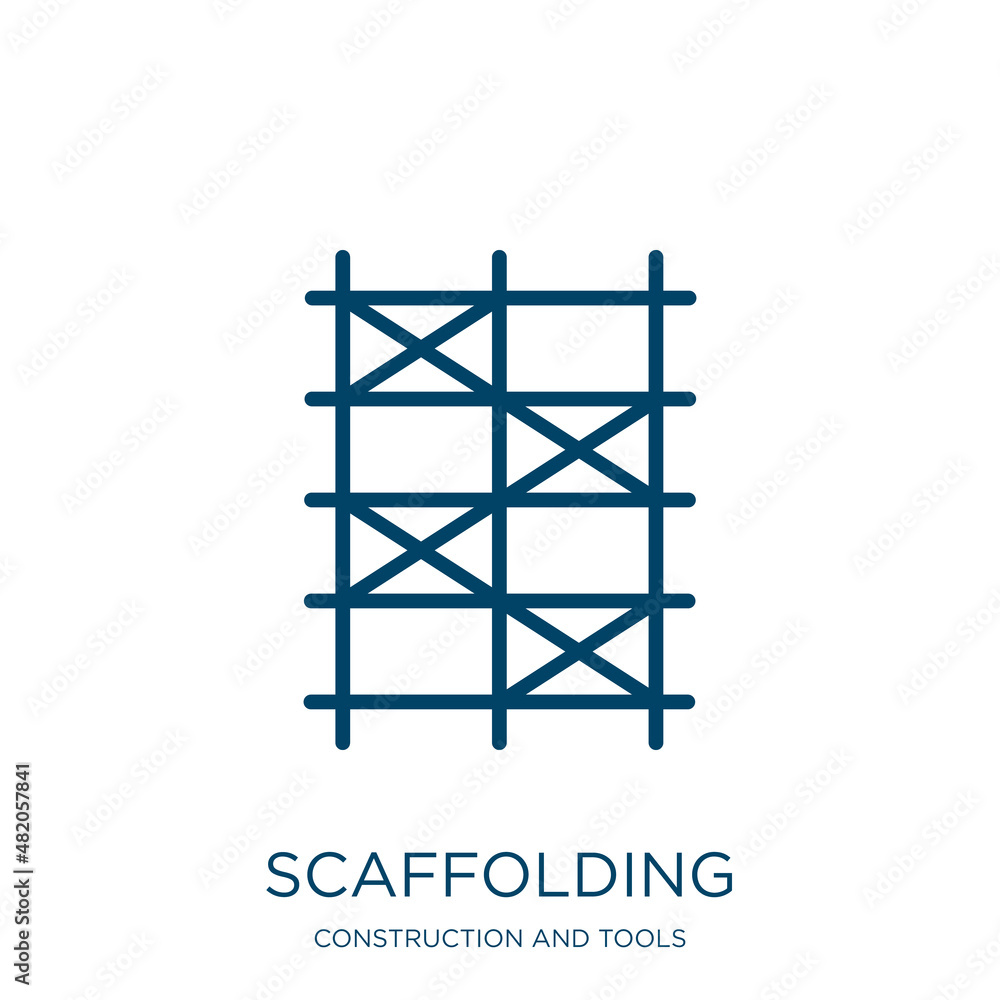 Poster scaffolding icon from construction and tools collection. thin linear scaffolding, construction, buil