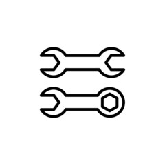 Wrench vector icon. Spanner symbol. Settings Wrench Icon Vector. Wrench icon vector sign and symbol isolated on white background.