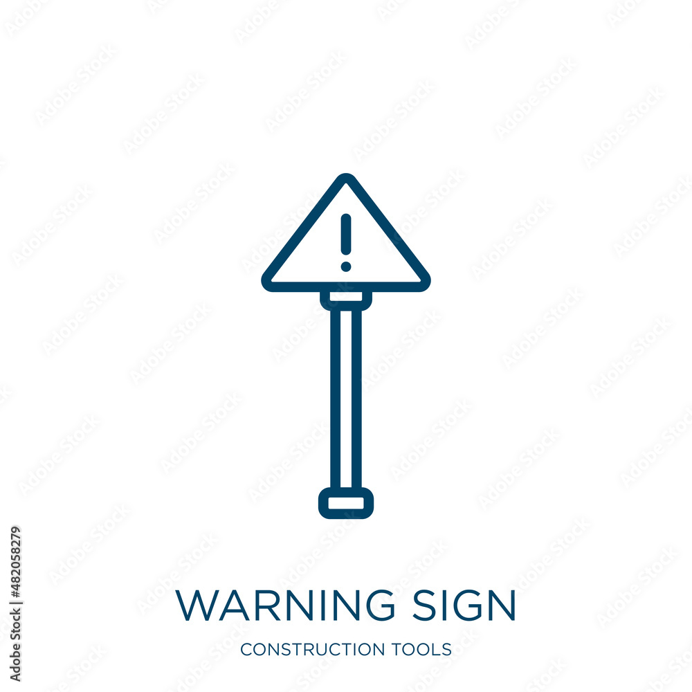 Poster warning sign icon from construction tools collection. thin linear warning sign, warning, information