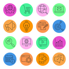 marketing icon set . marketing pack vector elements for infographic web. with trend color