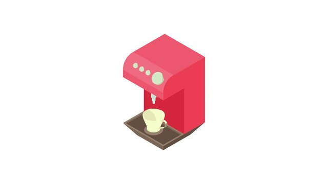 Coffee machine icon animation best cartoon object on white background