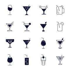 Cocktail icons set . Cocktail pack symbol vector elements for infographic web
 