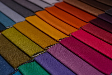 Samples of furniture fabrics.Multicolor fabric texture background.