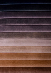 Samples of furniture fabrics.Multicolor fabric texture background.Velours.