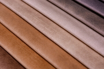 Samples of furniture fabrics.Multicolor fabric texture background.Velours.