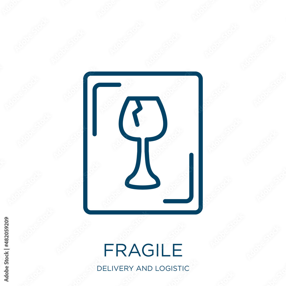 Poster fragile icon from delivery and logistic collection. thin linear fragile, cargo, package outline icon