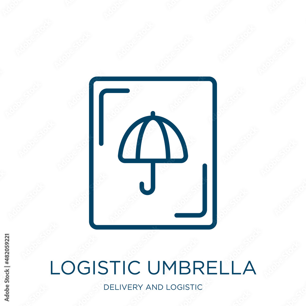 Poster logistic umbrella icon from delivery and logistic collection. thin linear logistic umbrella, box, sh