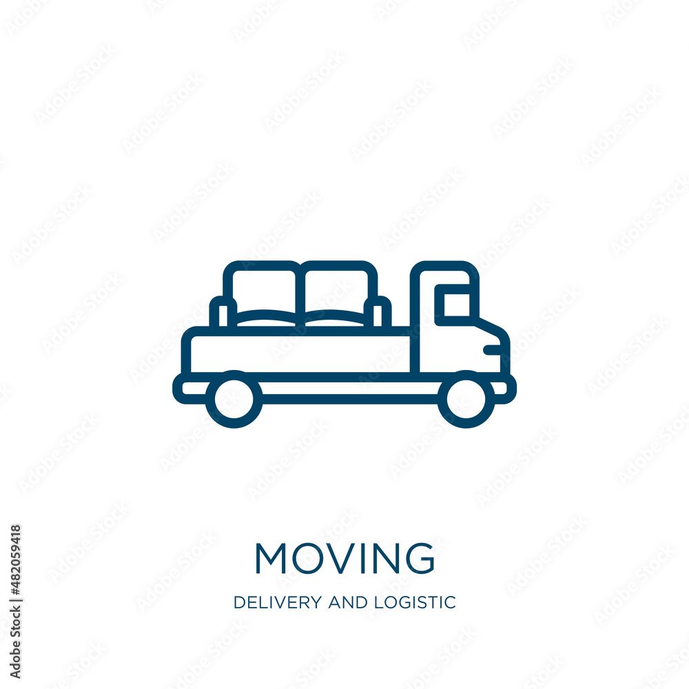 Poster moving icon from delivery and logistic collection. thin linear moving, direction, move outline icon 