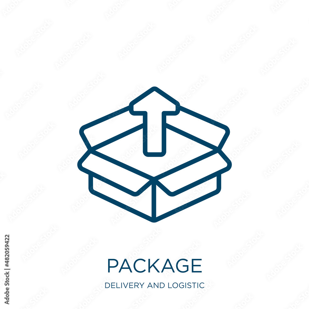 Poster package icon from delivery and logistic collection. thin linear package, business, bag outline icon 