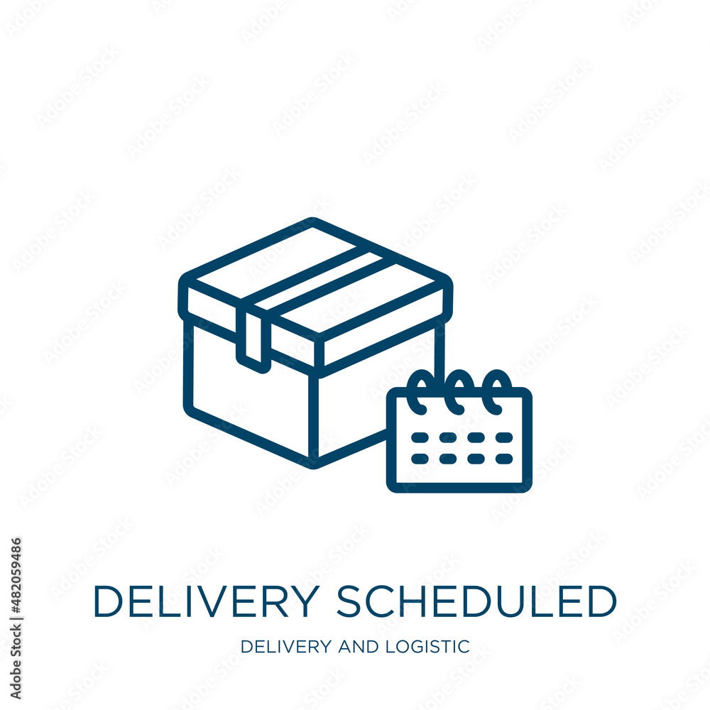 Poster delivery scheduled icon from delivery and logistic collection. thin linear delivery scheduled, deliv