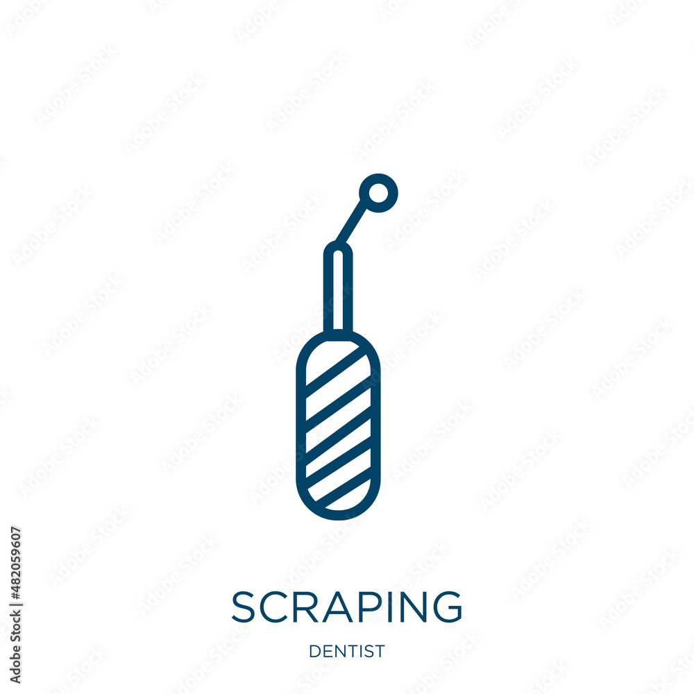 Aufkleber scraping icon from dentist collection. thin linear scraping, scrape, scratch outline icon isolated o