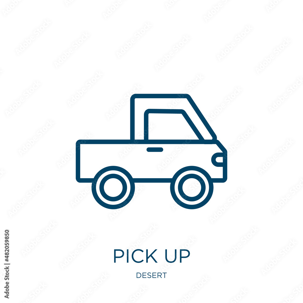 Poster pick up icon from desert collection. thin linear pick up, pick, up outline icon isolated on white ba