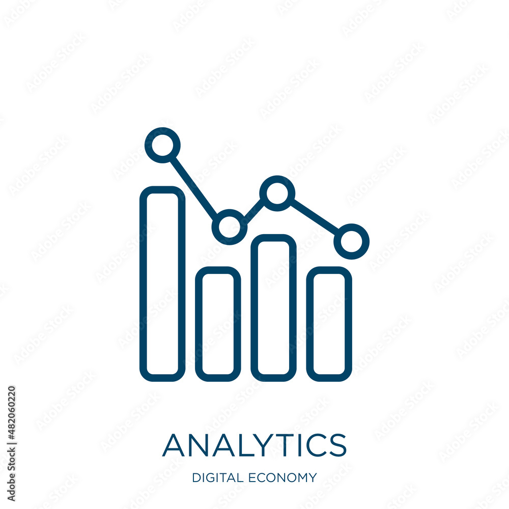 Poster analytics icon from digital economy collection. thin linear analytics, business, data outline icon i