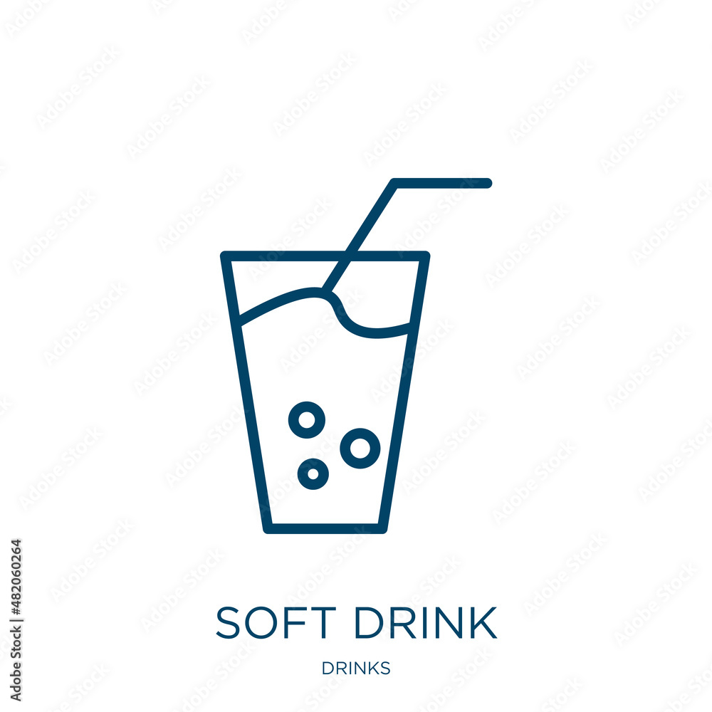 Poster soft drink icon from drinks collection. thin linear soft drink, bottle, can outline icon isolated on