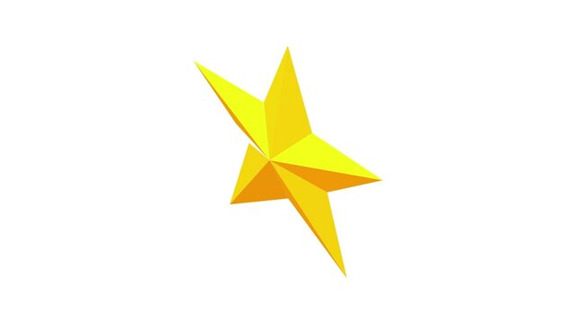 Gold metal five-pointed star icon animation best cartoon object on white background