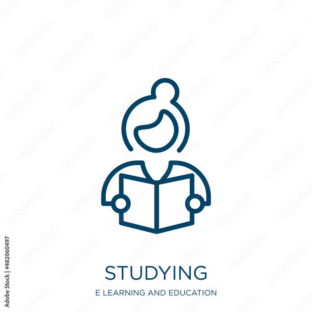 Poster studying icon from e learning and education collection. thin linear studying, education, study outli