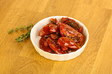 Sun-dried natural Italian tomato in the bowl
