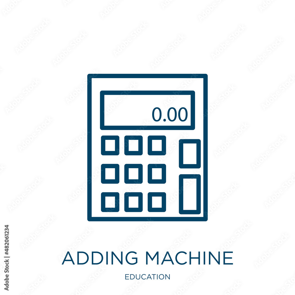 Aufkleber adding machine icon from education collection. thin linear adding machine, machine, net outline icon