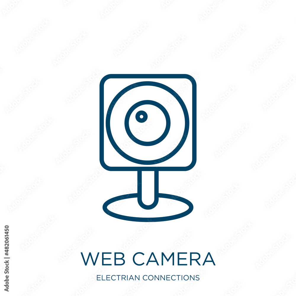 Poster web camera icon from electrian connections collection. thin linear web camera, media, camera outline