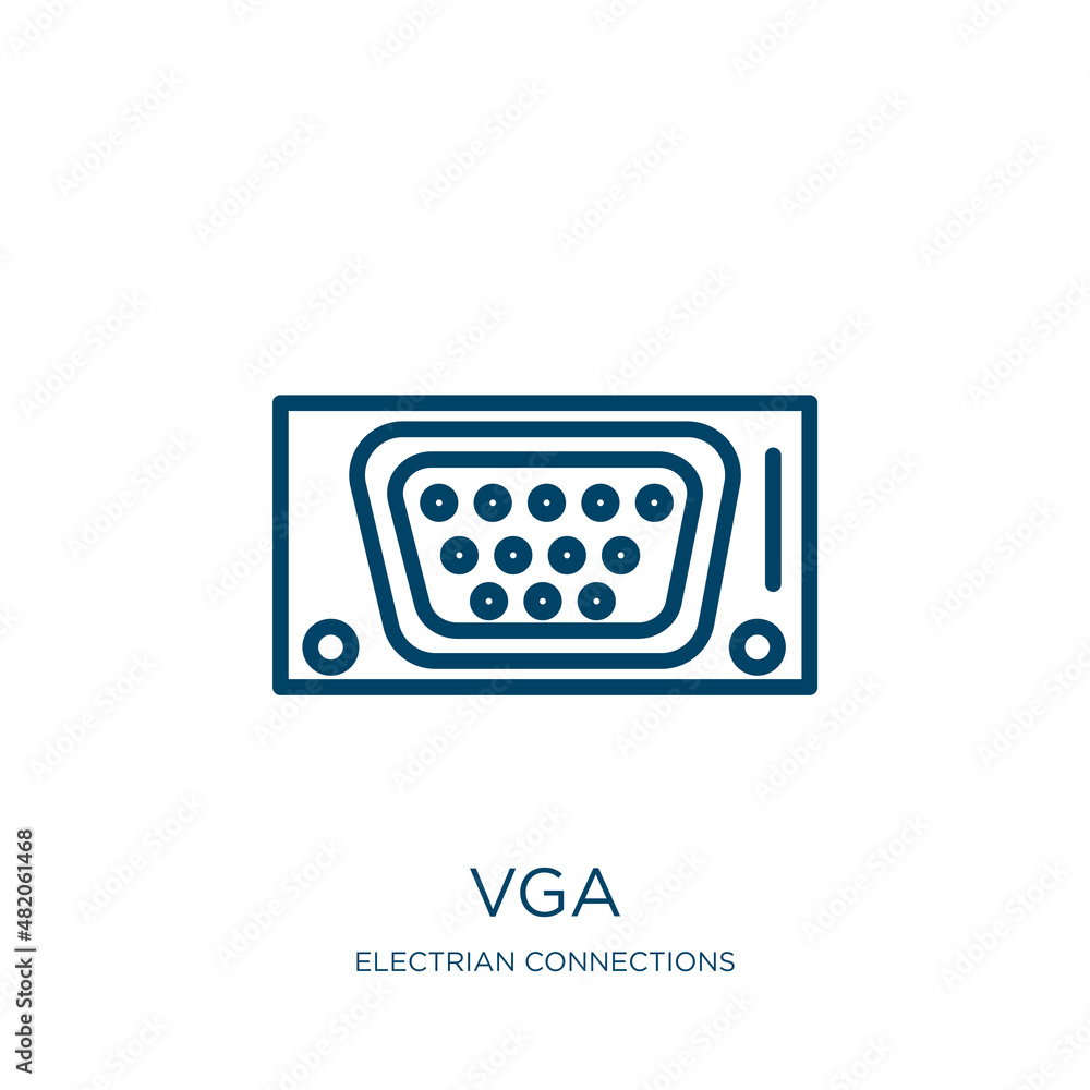 Poster vga icon from electrian connections collection. thin linear vga, computer, electronic outline icon i