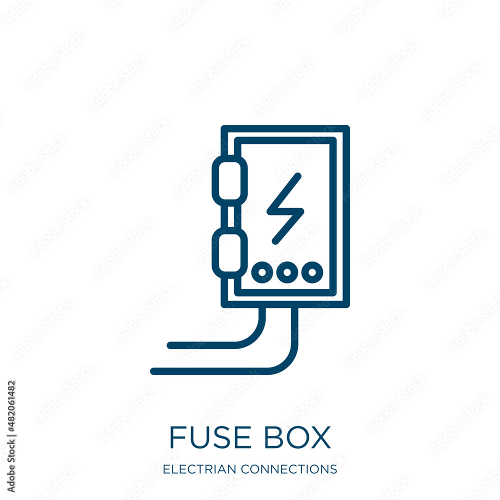 Poster fuse box icon from electrian connections collection. thin linear fuse box, box, fuse outline icon is