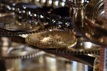 Abstract background with mechanical gears of a clock