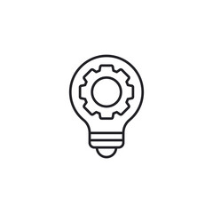 Vector innovation icon. Light bulb and cog inside. Premium quality graphic design element. Modern sign, linear pictogram, outline symbol, simple thin line icon