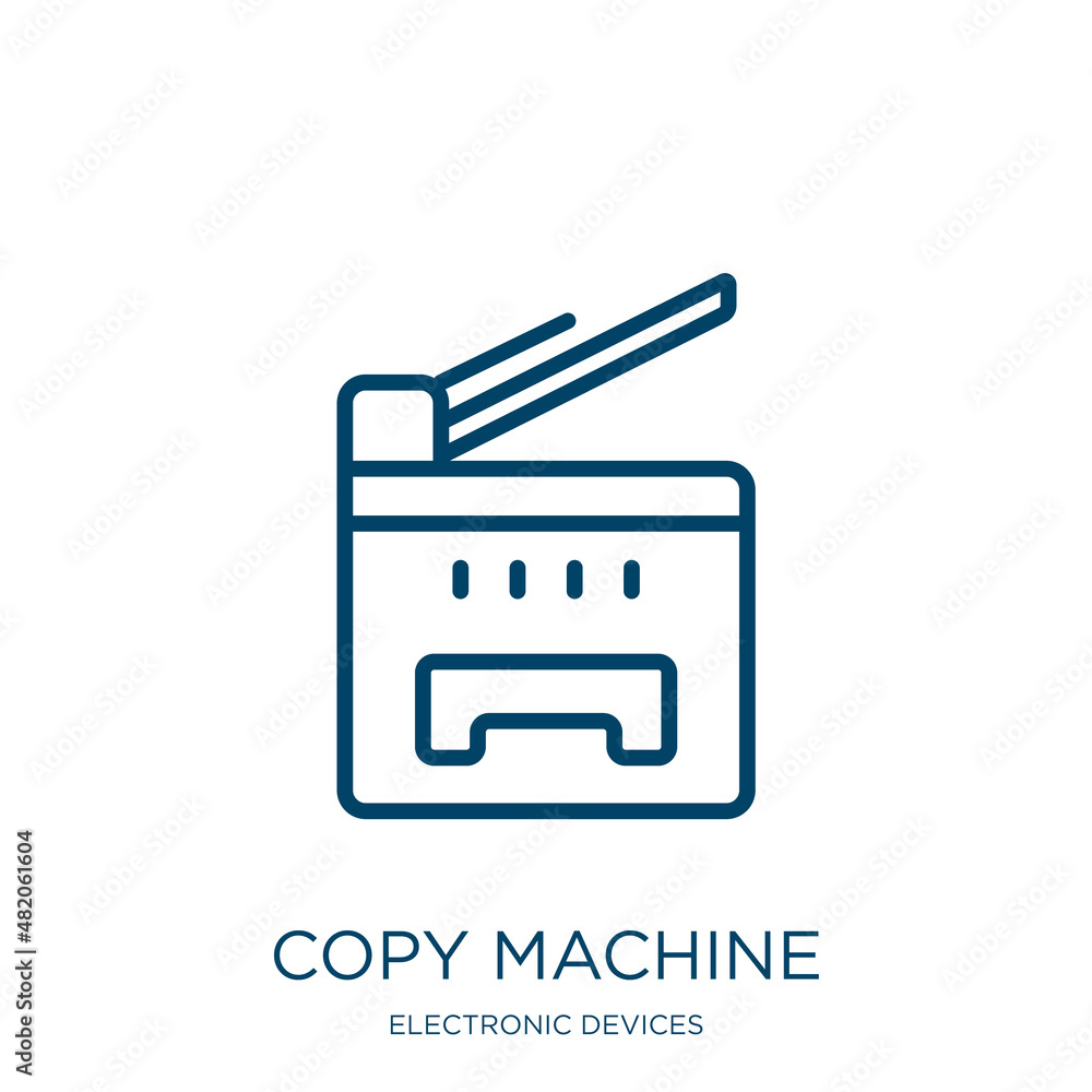 Poster copy machine icon from electronic devices collection. thin linear copy machine, machine, equipment o