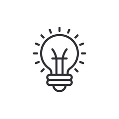 Light Bulb line icon vector, isolated on white background. Idea sign, solution, thinking concept. Lighting Electric lamp. Electricity, shine. Trendy Flat style for graphic design, Web site, UI. EPS