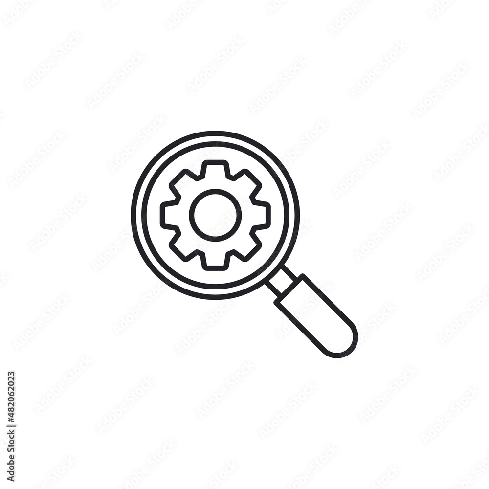 Poster setting magnifier analysis internet of things line icon. business analysis line icon. magnifier and 