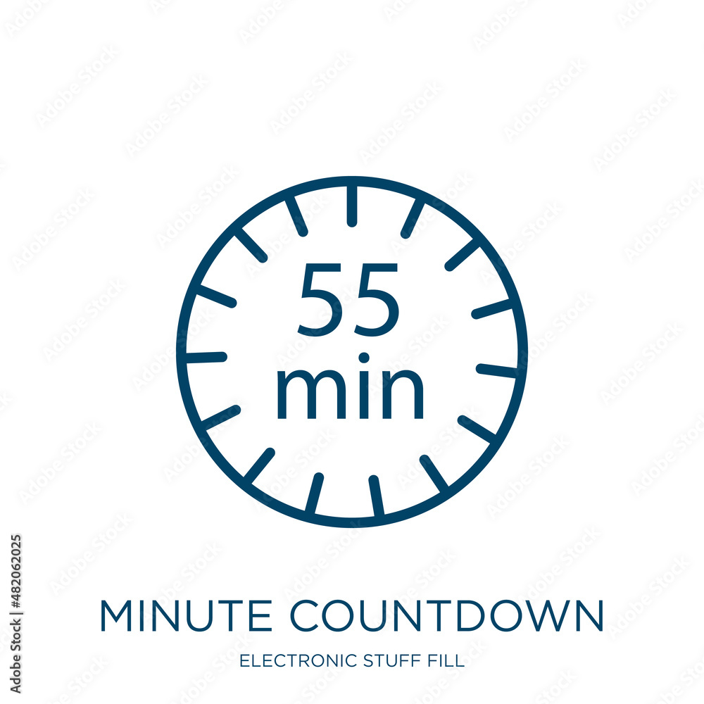 Poster minute countdown icon from electronic stuff fill collection. thin linear minute countdown, countdown