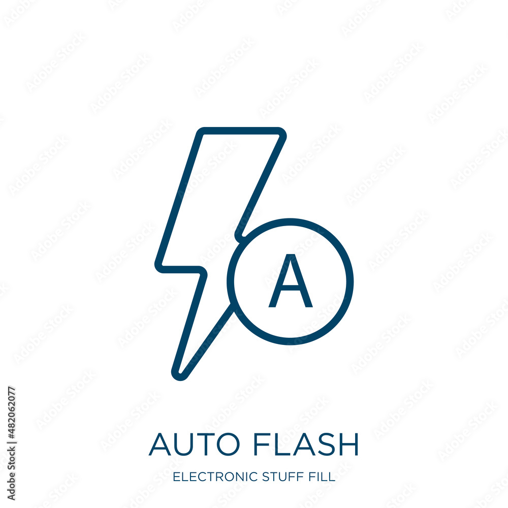 Poster auto flash icon from electronic stuff fill collection. thin linear auto flash, flash, auto outline i