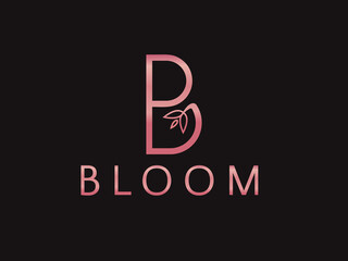 Blood B letter with leaf Minimal Beauty Spa Logo Design Concept Template