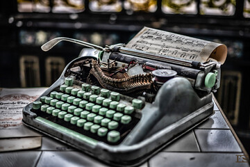 vintage typewriter with paper