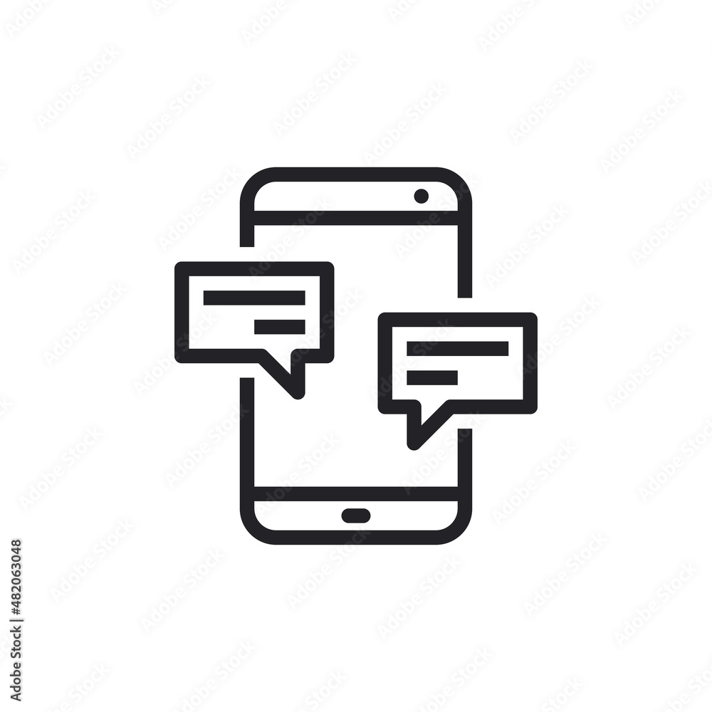 Poster chatting on mobile phone vector icon. chat message notifications on smartphone vector icon, mobile p