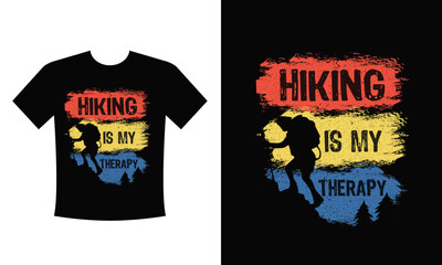 Hiking is my Therapy Best Hiking t shirt design vector eps template for print for men, women, kids