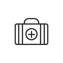 First Aid Kit Icon Vector Illustration. First Aid Kit and Med Kit Icon Vector Design on White Background. medical briefcase icon black on white background