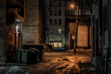 Fototapeta na wymiar dark empty alley at night
