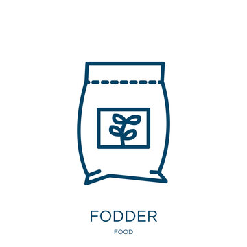 fodder icon from food collection. Thin linear fodder, cartoon, bowl outline icon isolated on white background. Line vector fodder sign, symbol for web and mobile