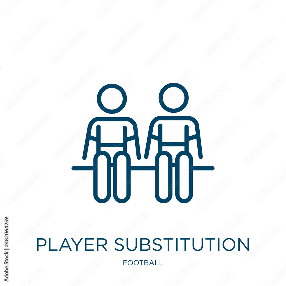 Poster player substitution icon from football collection. thin linear player substitution, substitution, pl