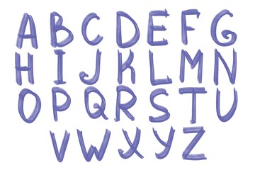 hand drawn alphabet very peri color