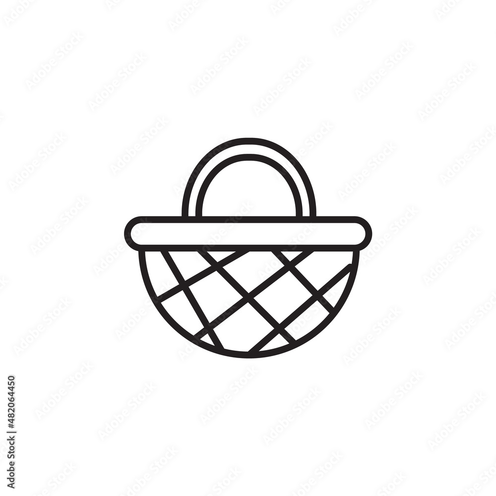Poster wicker basket outline icon. linear style sign for mobile concept and web design. straw basket simple