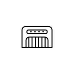 Harmonica line icon. music and sound, wind musical instrument sign, vector graphics, a linear pattern on a white background, eps 10. Harmonica icon. Thin linear harmonica outline icon.
