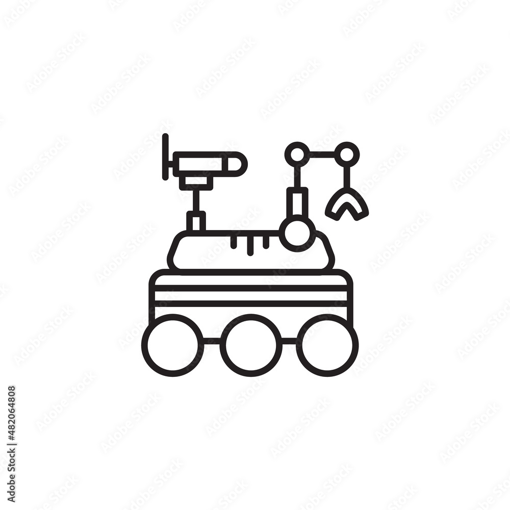 Poster moon rover icon. outline moon rover vector icon for web design isolated on white background. linear 