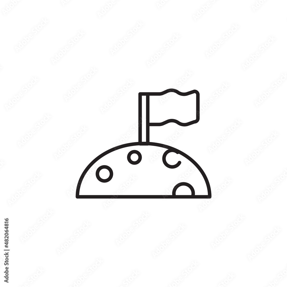 Poster moon with flag icon in trendy flat style isolated. eps 10. flag on the moon icon. elements of space 