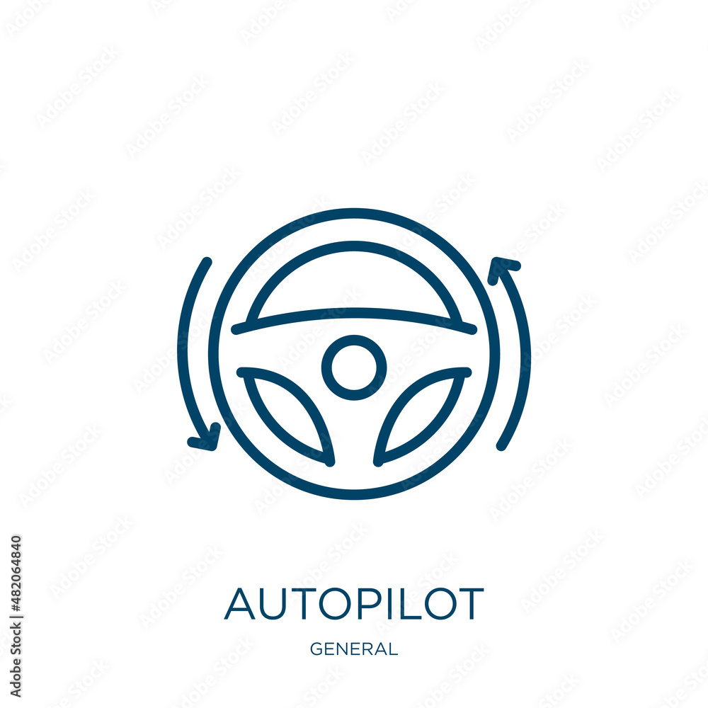 Poster autopilot icon from general collection. thin linear autopilot, auto, vehicle outline icon isolated o
