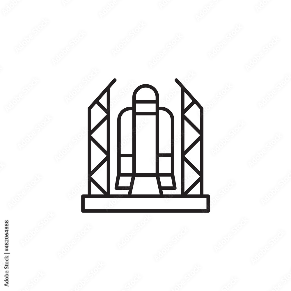 Poster rocket modern simple ui vector icon. space shuttle outline vector icon. thin line black space shuttl