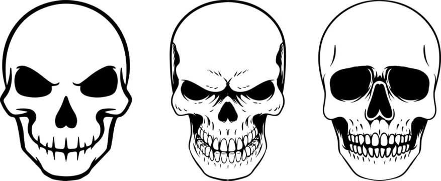 various black and white human skull design