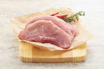 Raw pork schnitzel for roast